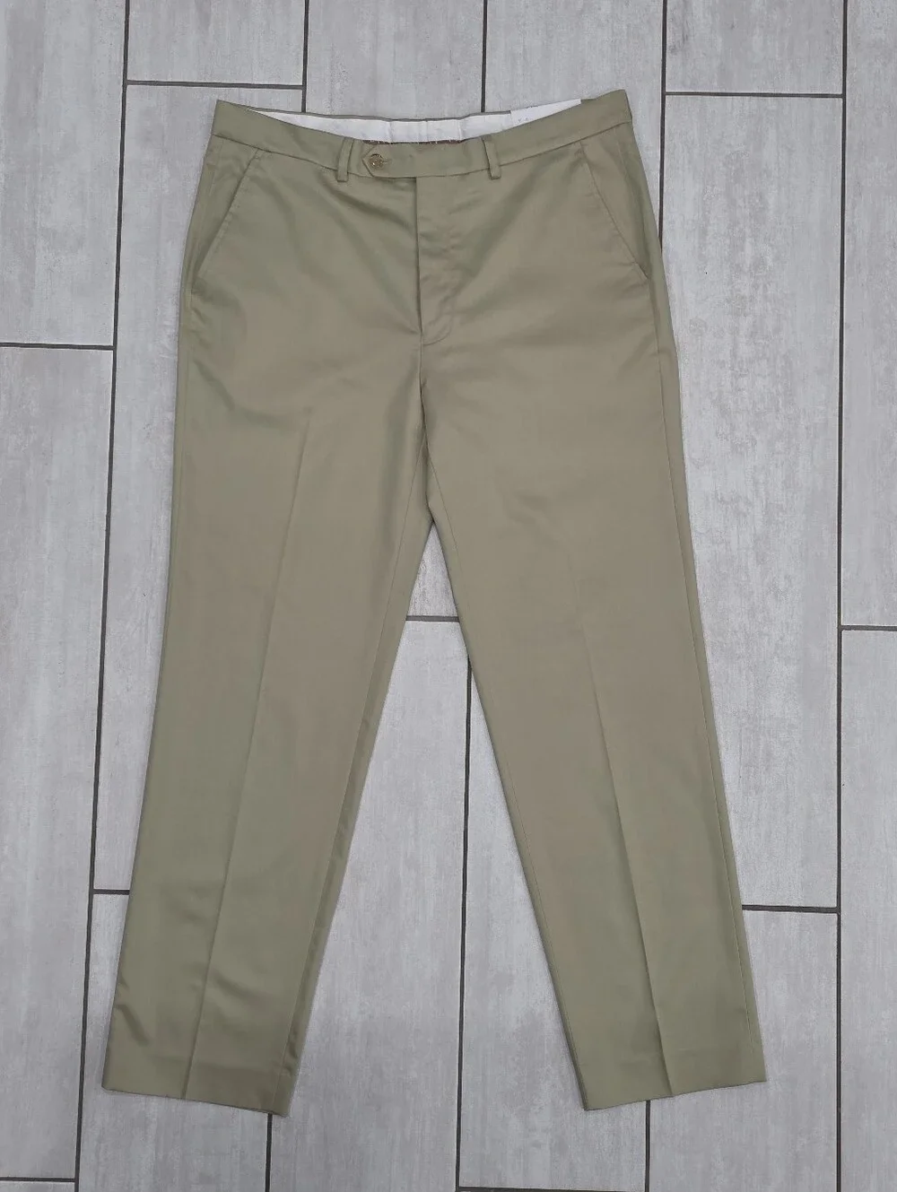 NAUTICA Men's Flat-Front Khaki Dress Pants Chinos - Tan Beige Business Casual